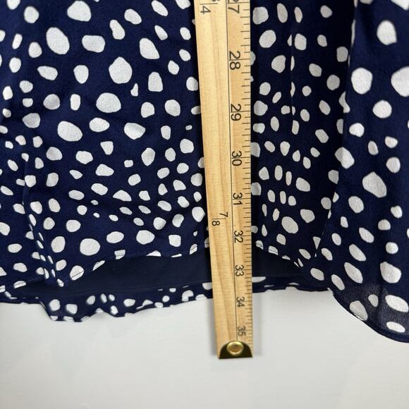 Tibi Polka Dot Silk Dress Women 4 Navy Zipper Cuff Old Money Cocktail Party - Picture 8 of 8